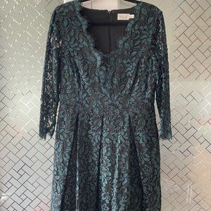 Eliza J - Dark Green and Black Lace Cocktail Dress